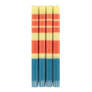 British Colour Standard Striped Dinner Candles 4 Pack Assorted